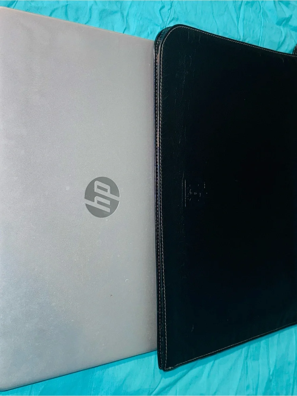 Celine Black Leather Laptop Folio with Embossed Crest